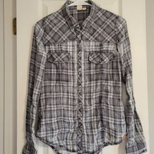 ROXY Lightweight Flannel Snap-Button Shirt